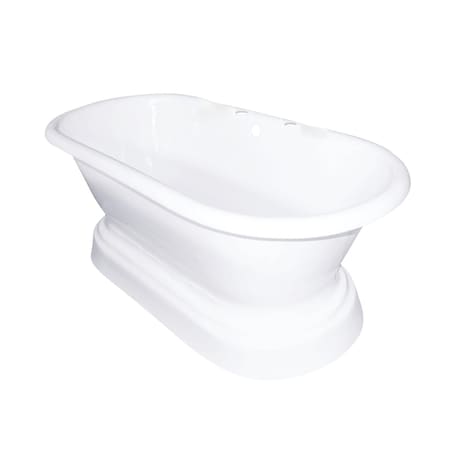 Aqua Eden Pedestal Bathtubs, 66 L, 30.13 W, White, Cast Iron VCT7D663025